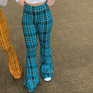Blue Plaid Flared Out / Bell Bottom Pants